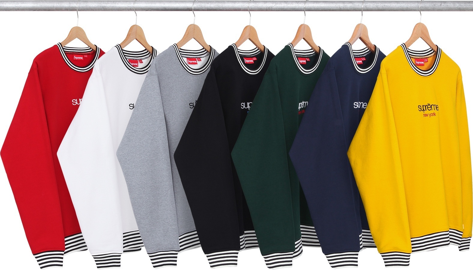 Classic Logo Striped Rib Crewneck
